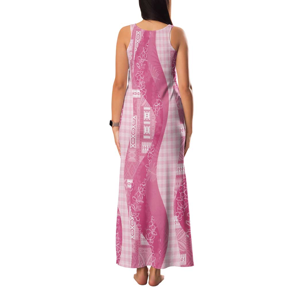 Polynesian Tribal Pattern Patchwork Picturesque Tank Maxi Dress Rose Pink