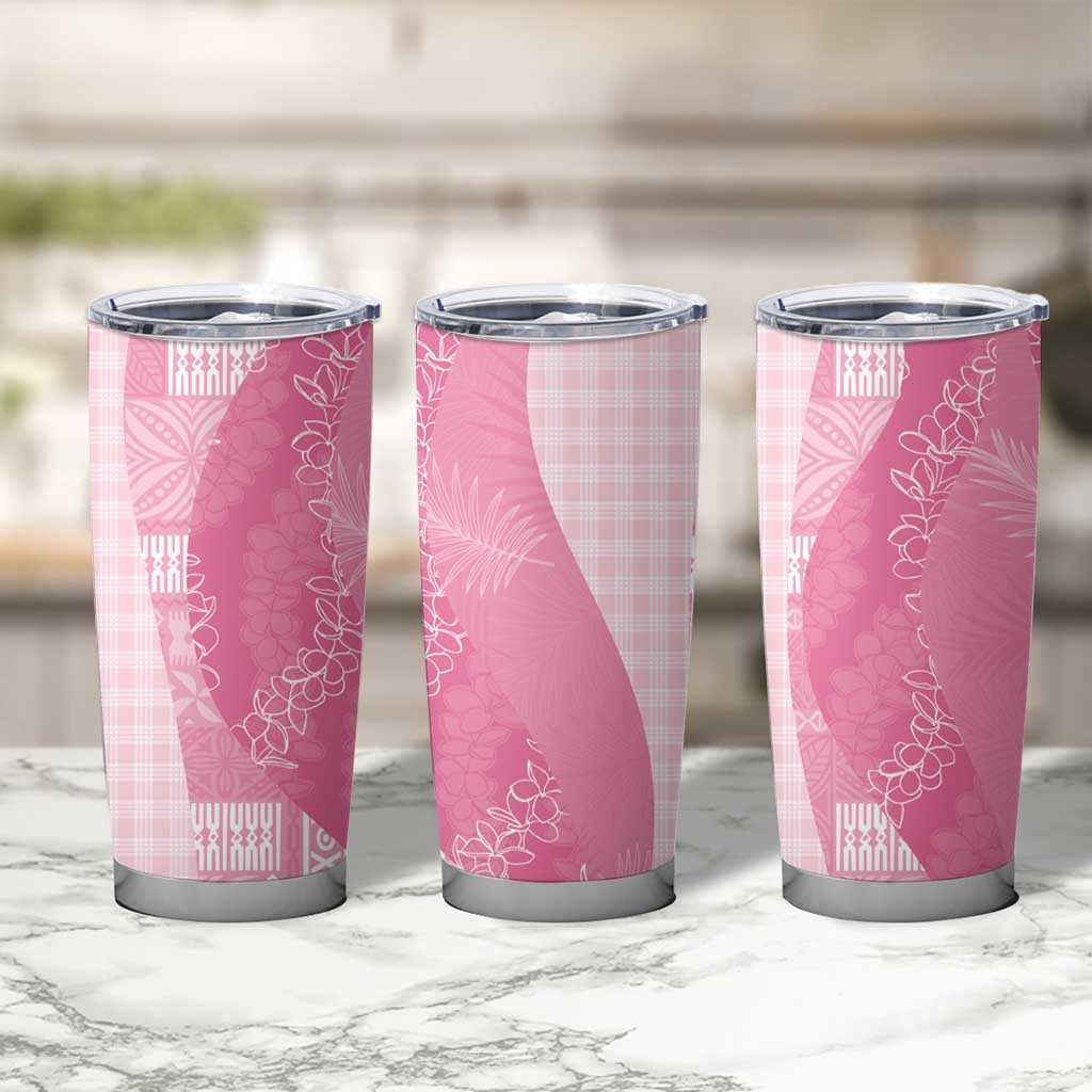 Polynesian Tribal Pattern Patchwork Picturesque Tumbler Cup Rose Pink
