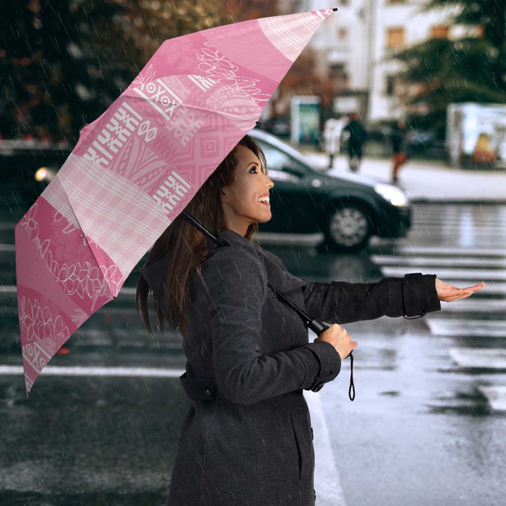 Polynesian Tribal Pattern Patchwork Picturesque Umbrella Rose Pink