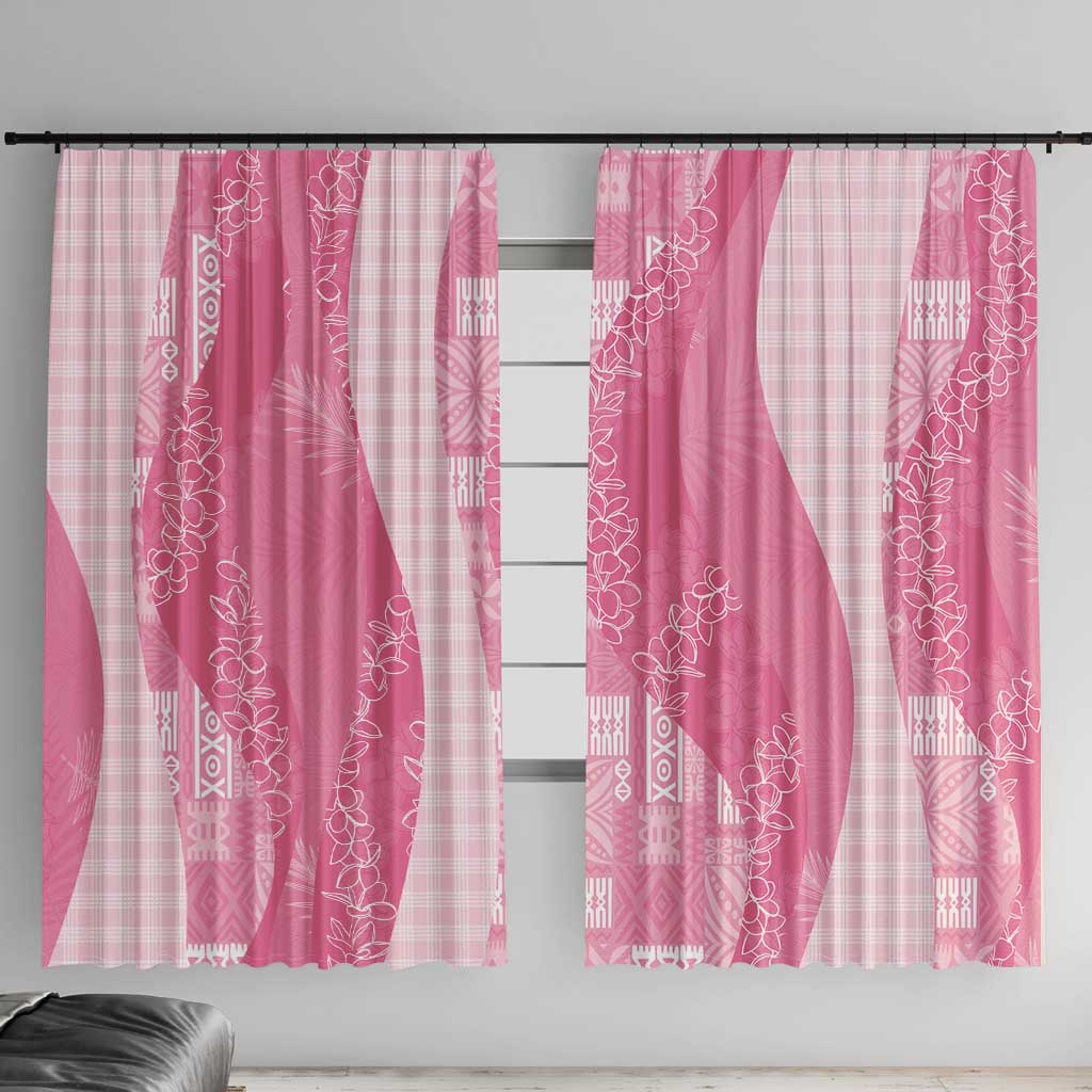 Polynesian Tribal Pattern Patchwork Picturesque Window Curtain Rose Pink