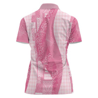 Polynesian Tribal Pattern Patchwork Picturesque Women Polo Shirt Rose Pink