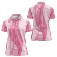 Polynesian Tribal Pattern Patchwork Picturesque Women Polo Shirt Rose Pink