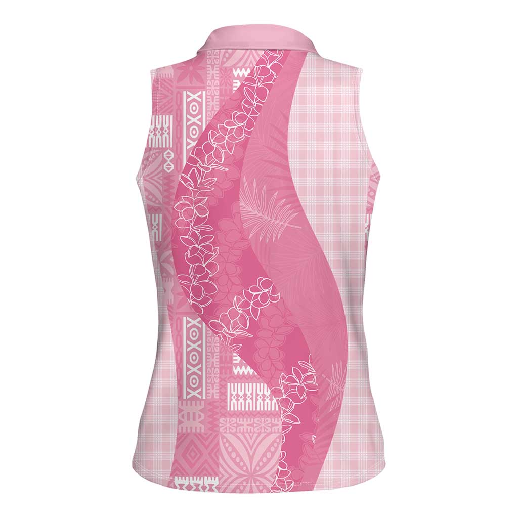 Polynesian Tribal Pattern Patchwork Picturesque Women Sleeveless Polo Shirt Rose Pink LT7 - Polynesian Pride
