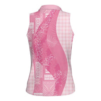 Polynesian Tribal Pattern Patchwork Picturesque Women Sleeveless Polo Shirt Rose Pink LT7 - Polynesian Pride