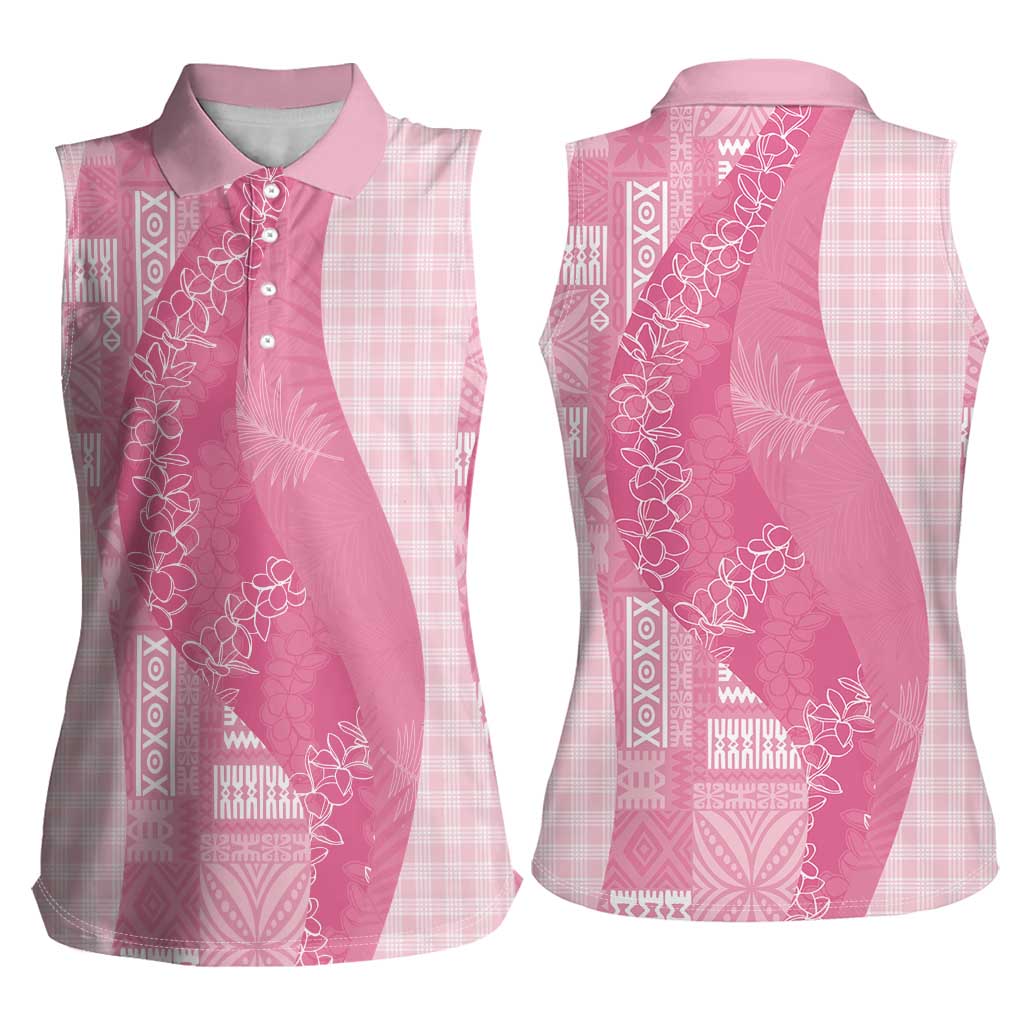 Polynesian Tribal Pattern Patchwork Picturesque Women Sleeveless Polo Shirt Rose Pink LT7 - Polynesian Pride
