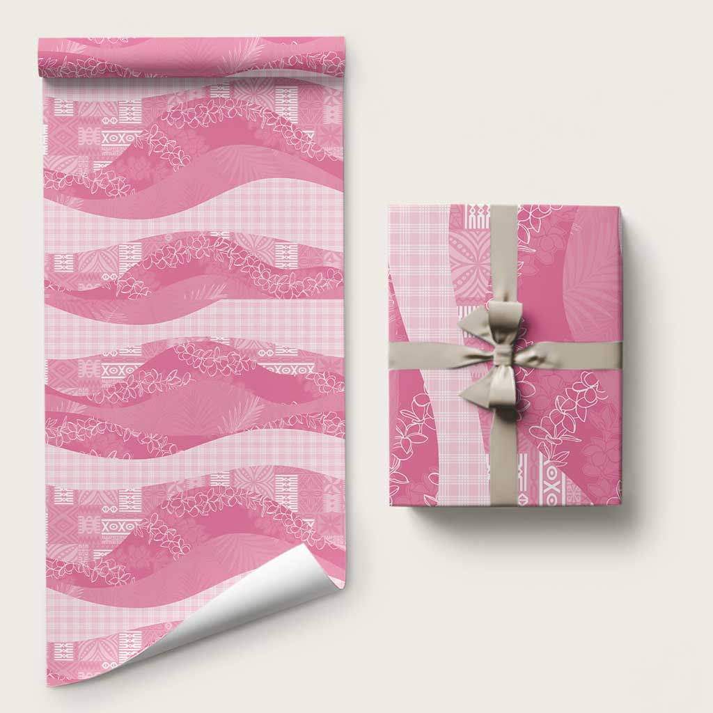 Polynesian Tribal Pattern Patchwork Picturesque Wrapping Paper Rose Pink