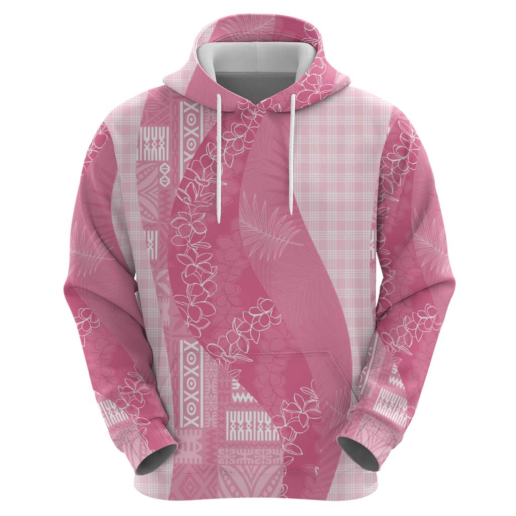 Polynesian Tribal Pattern Patchwork Picturesque Zip Hoodie Rose Pink