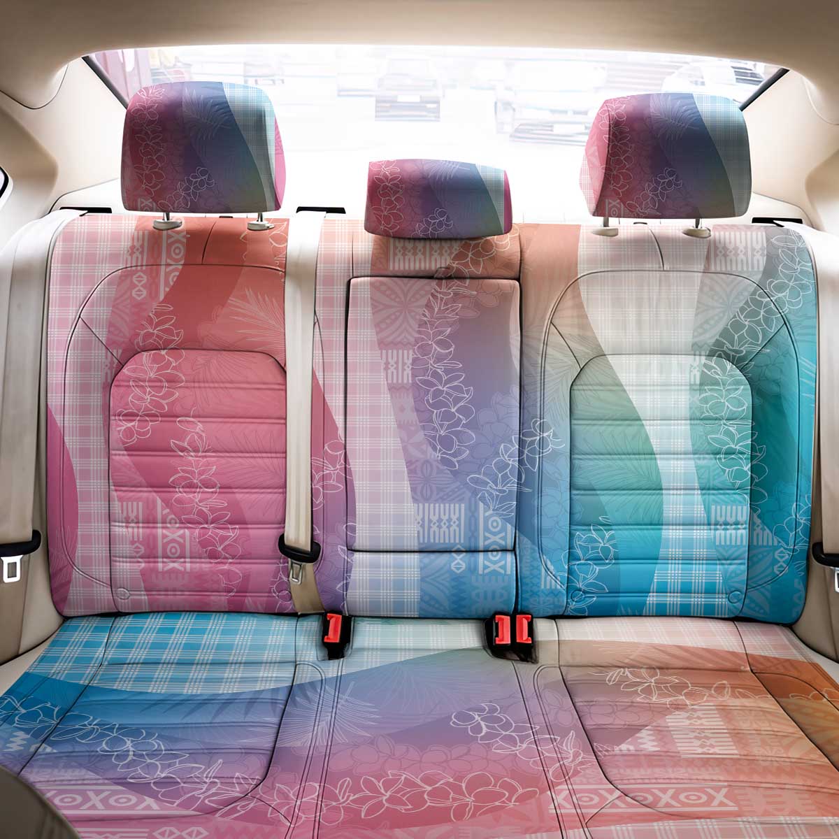 Polynesian Tribal Pattern Patchwork Picturesque Back Car Seat Cover Holographic