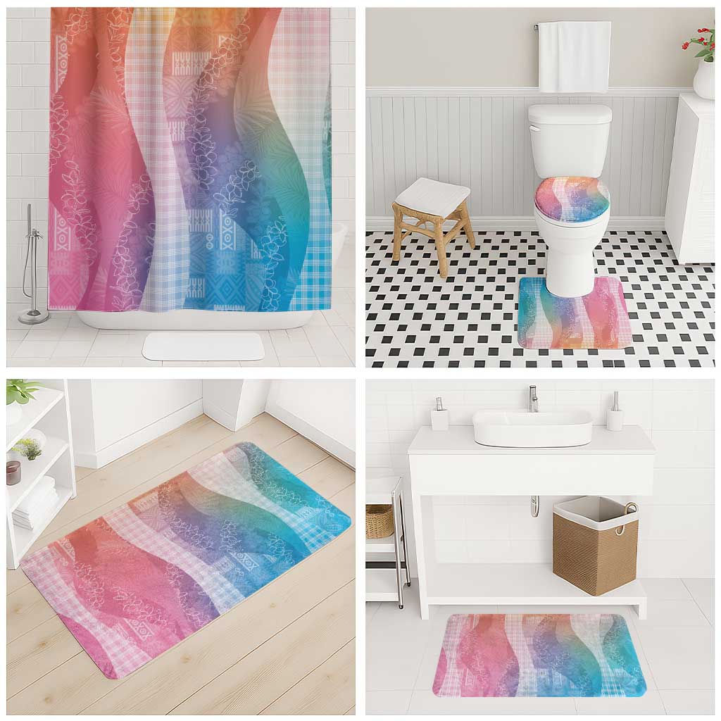 Polynesian Tribal Pattern Patchwork Picturesque Bathroom Set Holographic