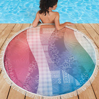 Polynesian Tribal Pattern Patchwork Picturesque Beach Blanket Holographic