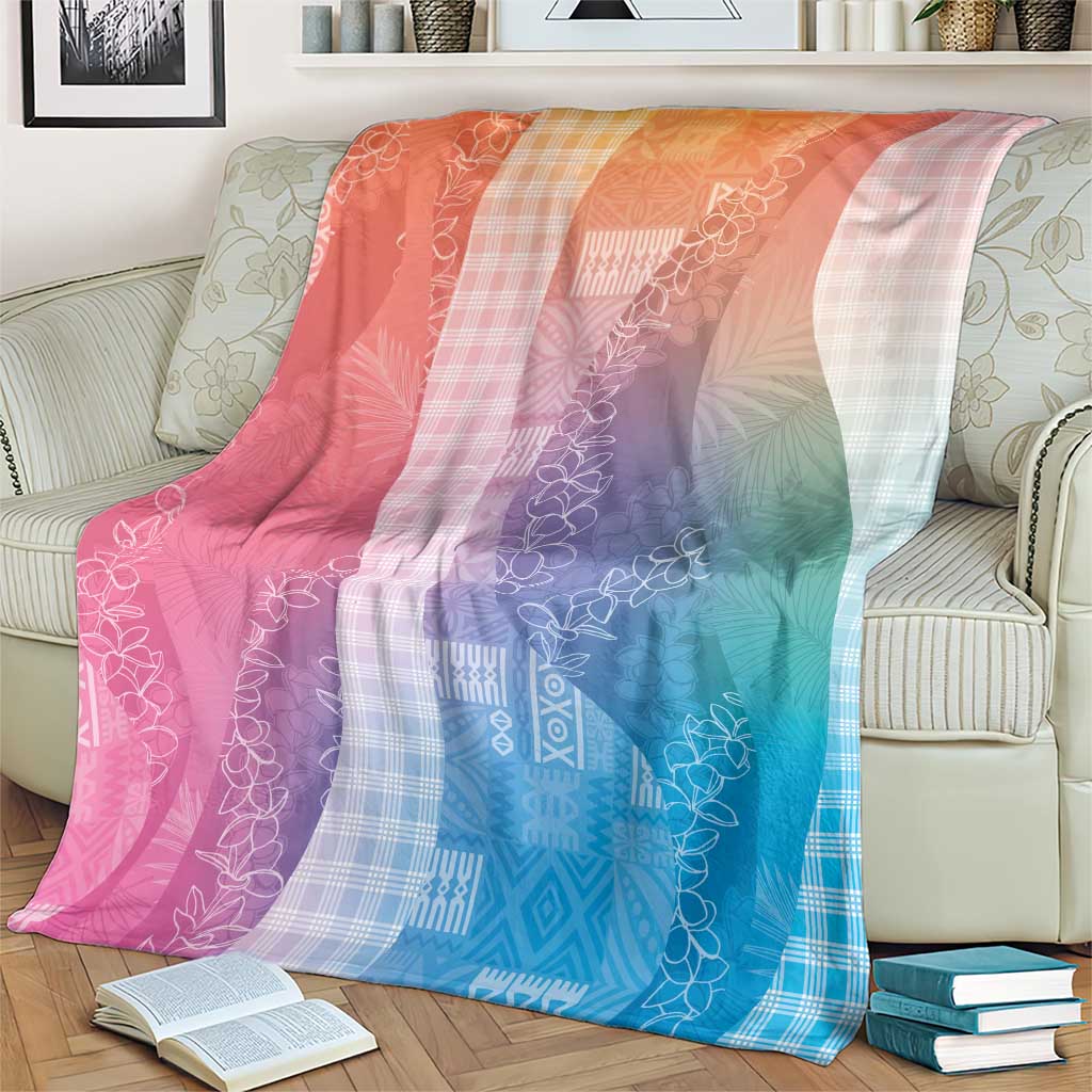 Polynesian Tribal Pattern Patchwork Picturesque Blanket Holographic