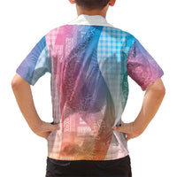 Polynesian Tribal Pattern Patchwork Picturesque Family Matching Off Shoulder Maxi Dress and Hawaiian Shirt Holographic LT7 - Polynesian Pride