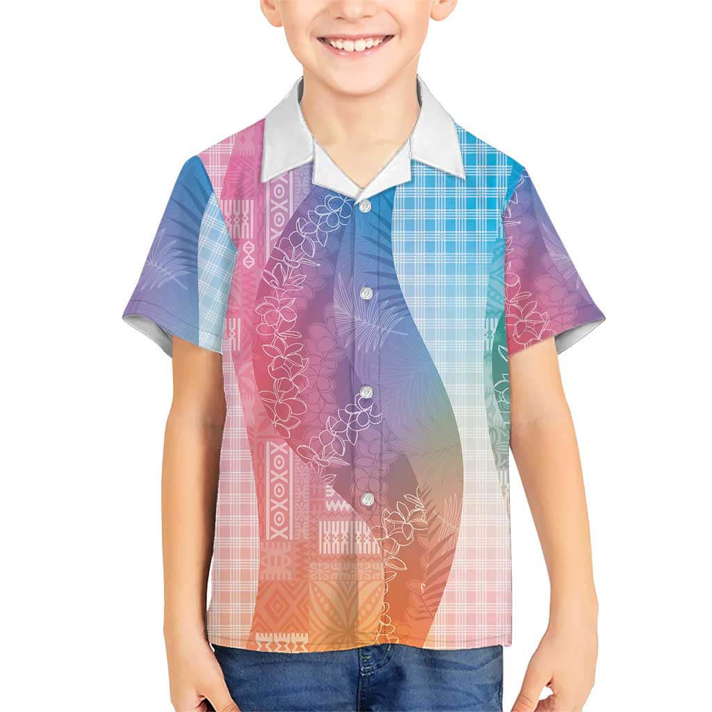 Polynesian Tribal Pattern Patchwork Picturesque Family Matching Off Shoulder Maxi Dress and Hawaiian Shirt Holographic LT7 Son's Shirt Holographic - Polynesian Pride