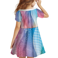 Polynesian Tribal Pattern Patchwork Picturesque Family Matching Off Shoulder Short Dress and Hawaiian Shirt Holographic LT7 - Polynesian Pride