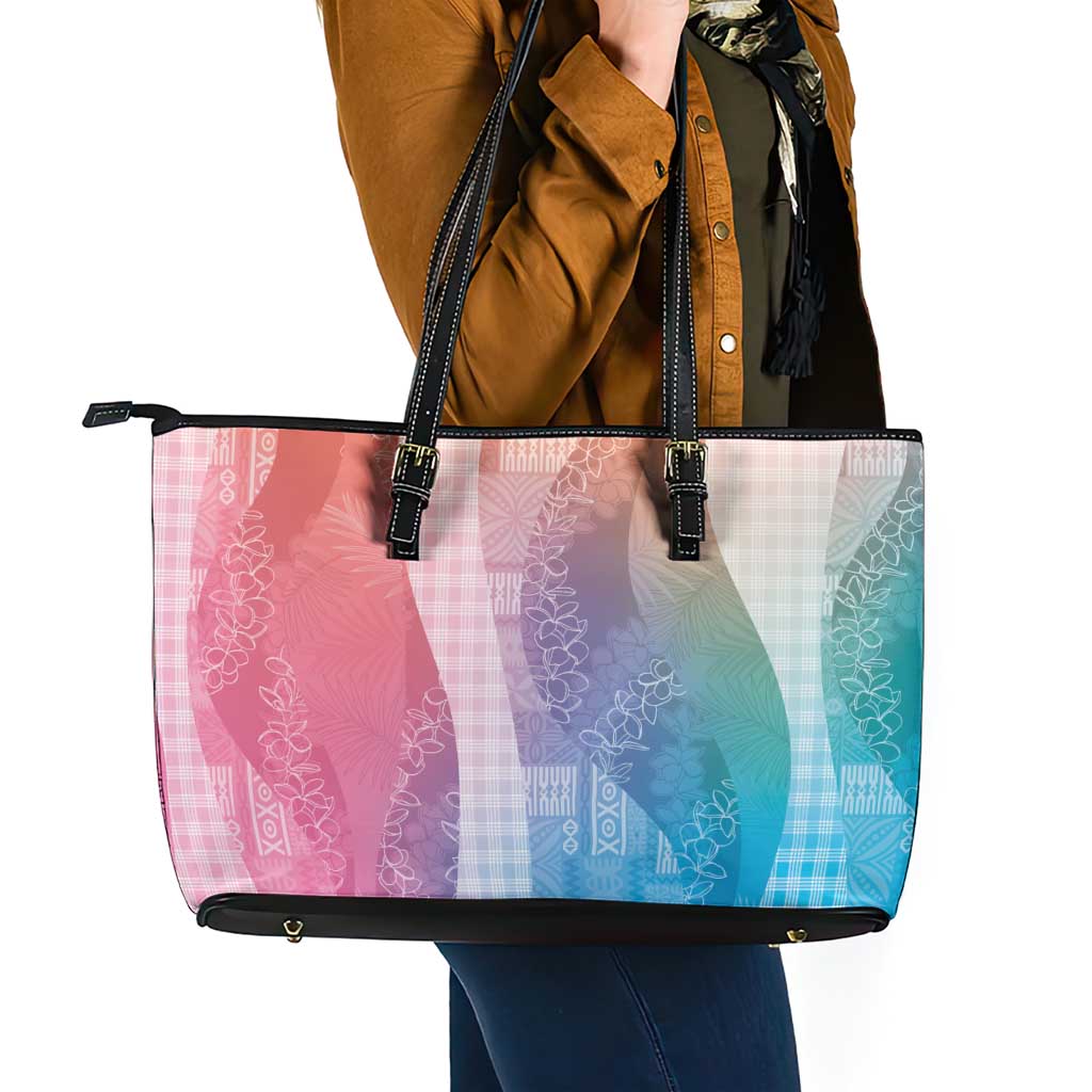 Polynesian Tribal Pattern Patchwork Picturesque Leather Tote Bag Holographic