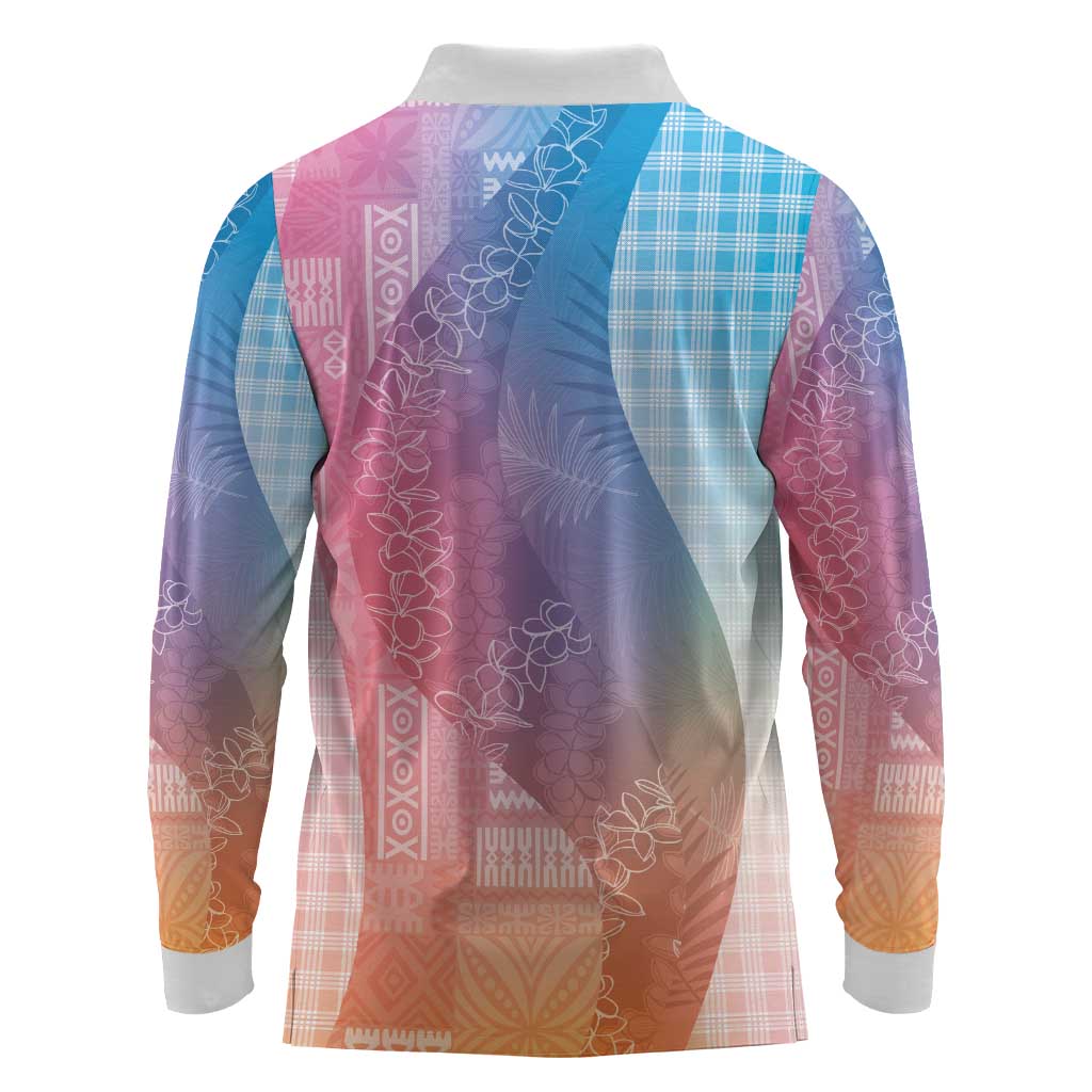 Polynesian Tribal Pattern Patchwork Picturesque Long Sleeve Polo Shirt Holographic