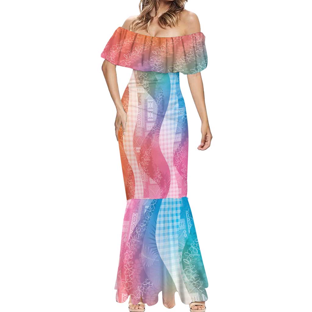 Polynesian Tribal Pattern Patchwork Picturesque Mermaid Dress Holographic