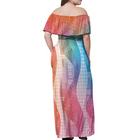 Polynesian Tribal Pattern Patchwork Picturesque Off Shoulder Maxi Dress Holographic