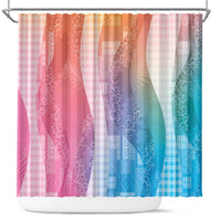 Polynesian Tribal Pattern Patchwork Picturesque Shower Curtain Holographic