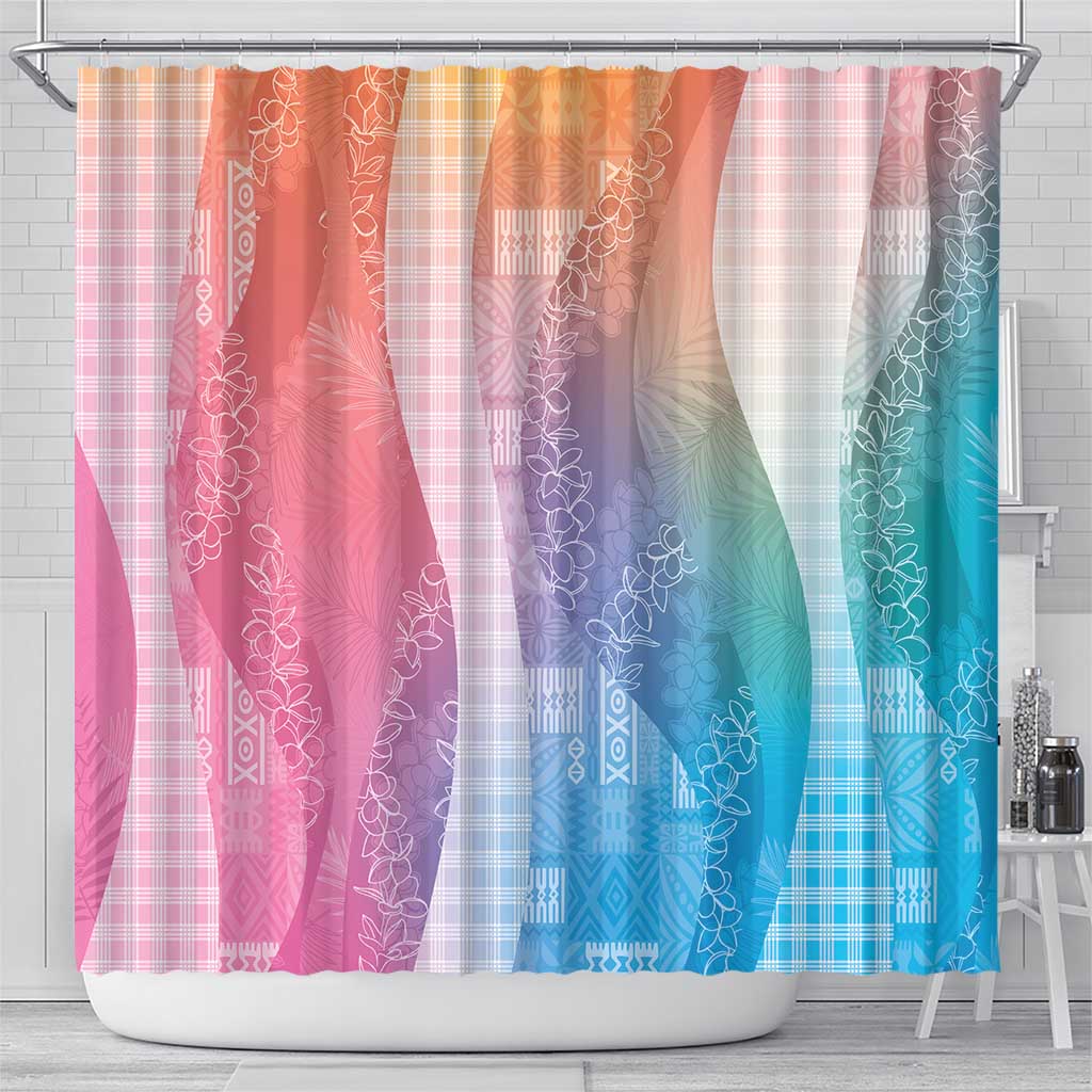 Polynesian Tribal Pattern Patchwork Picturesque Shower Curtain Holographic