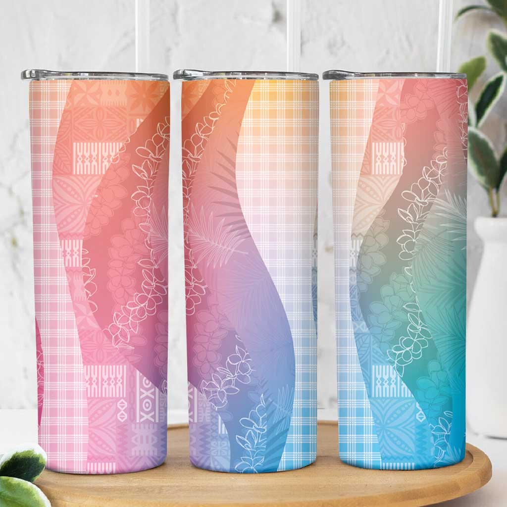Polynesian Tribal Pattern Patchwork Picturesque Skinny Tumbler Holographic