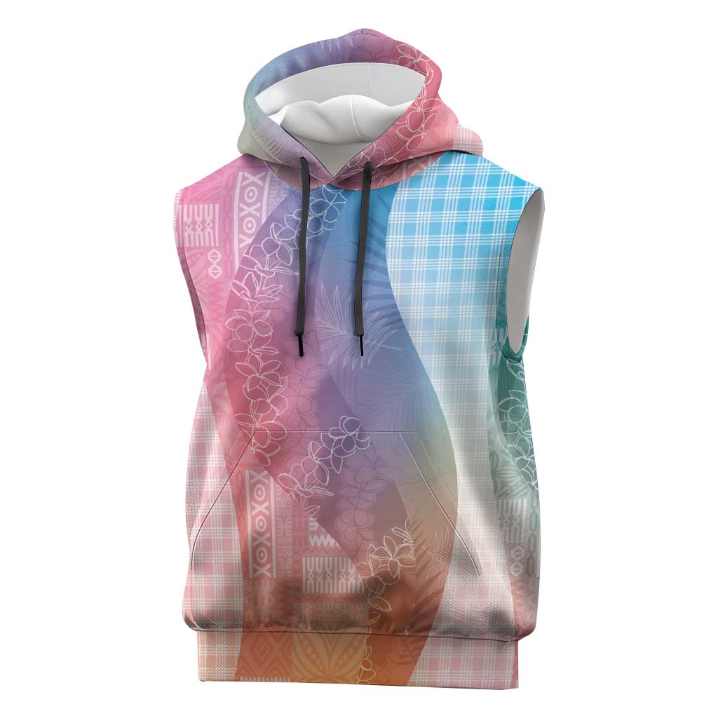 Polynesian Tribal Pattern Patchwork Picturesque Sleeveless Hoodie Holographic LT7 Holographic - Polynesian Pride