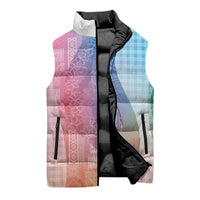 Polynesian Tribal Pattern Patchwork Picturesque Sleeveless Puffer Jacket Holographic