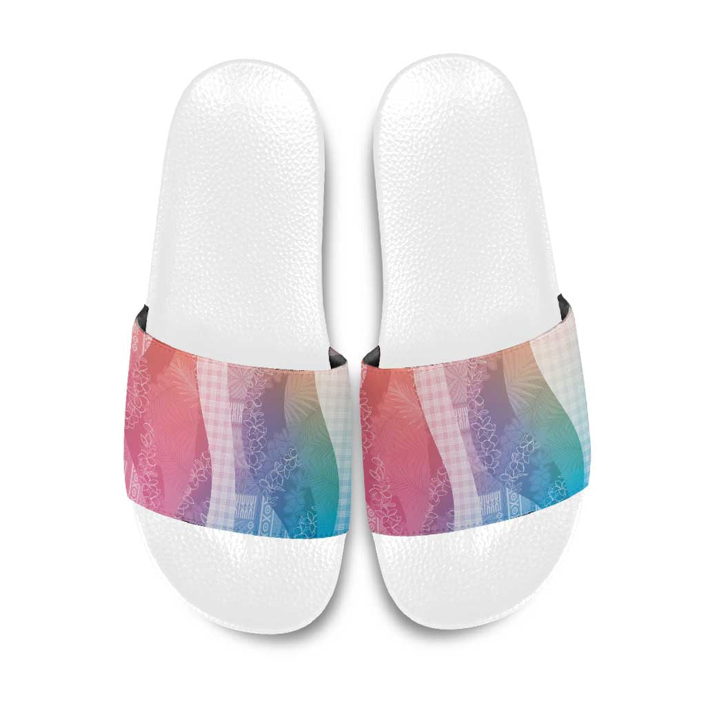 Polynesian Tribal Pattern Patchwork Picturesque Slide Sandals Holographic