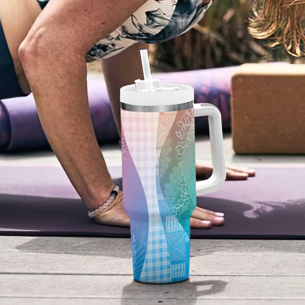 Polynesian Tribal Pattern Patchwork Picturesque Tumbler With Handle Holographic