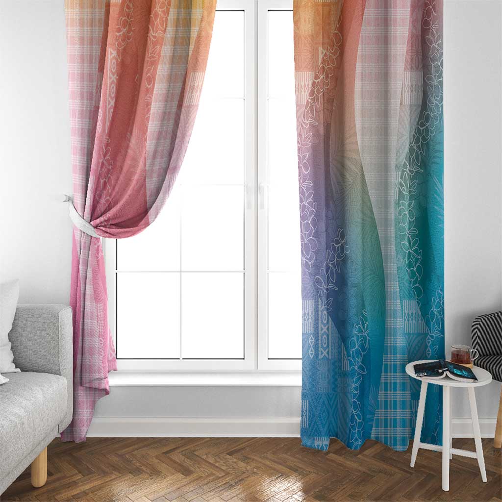 Polynesian Tribal Pattern Patchwork Picturesque Window Curtain Holographic