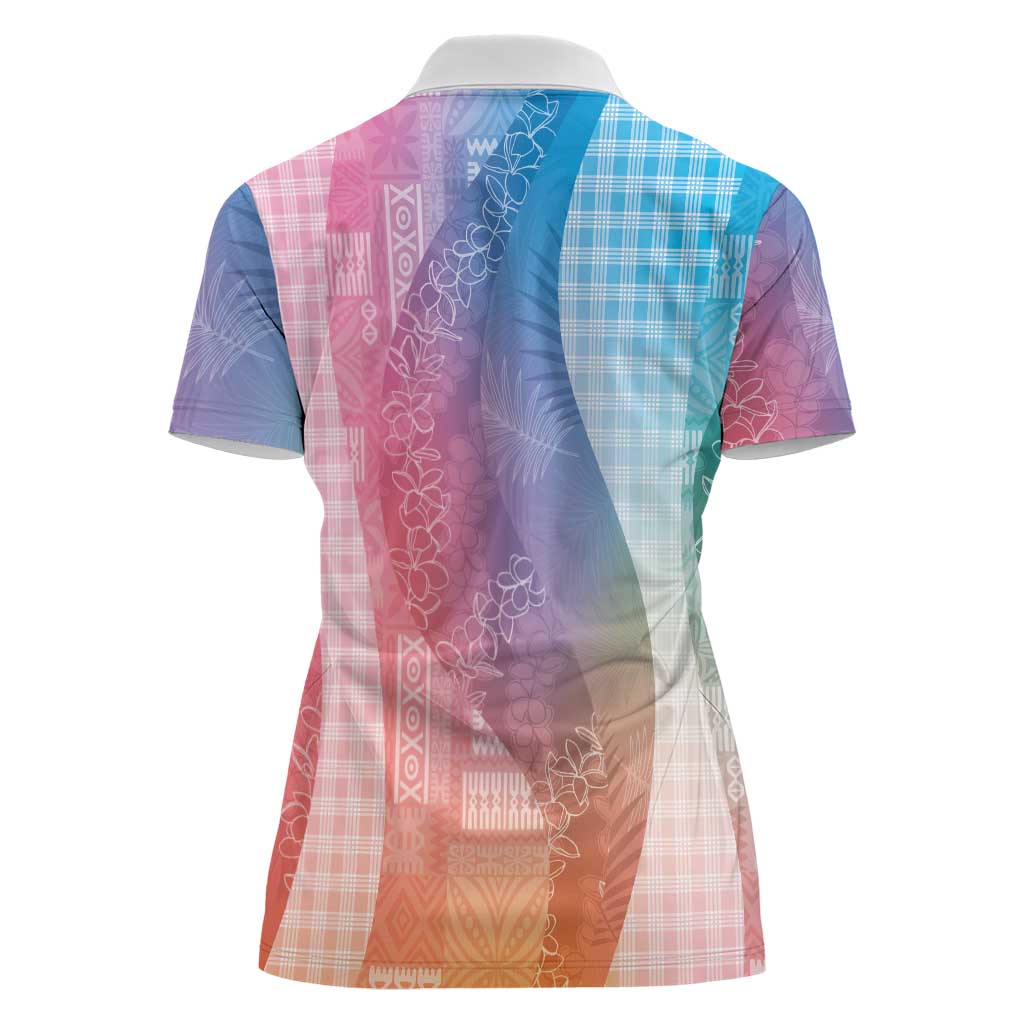 Polynesian Tribal Pattern Patchwork Picturesque Women Polo Shirt Holographic