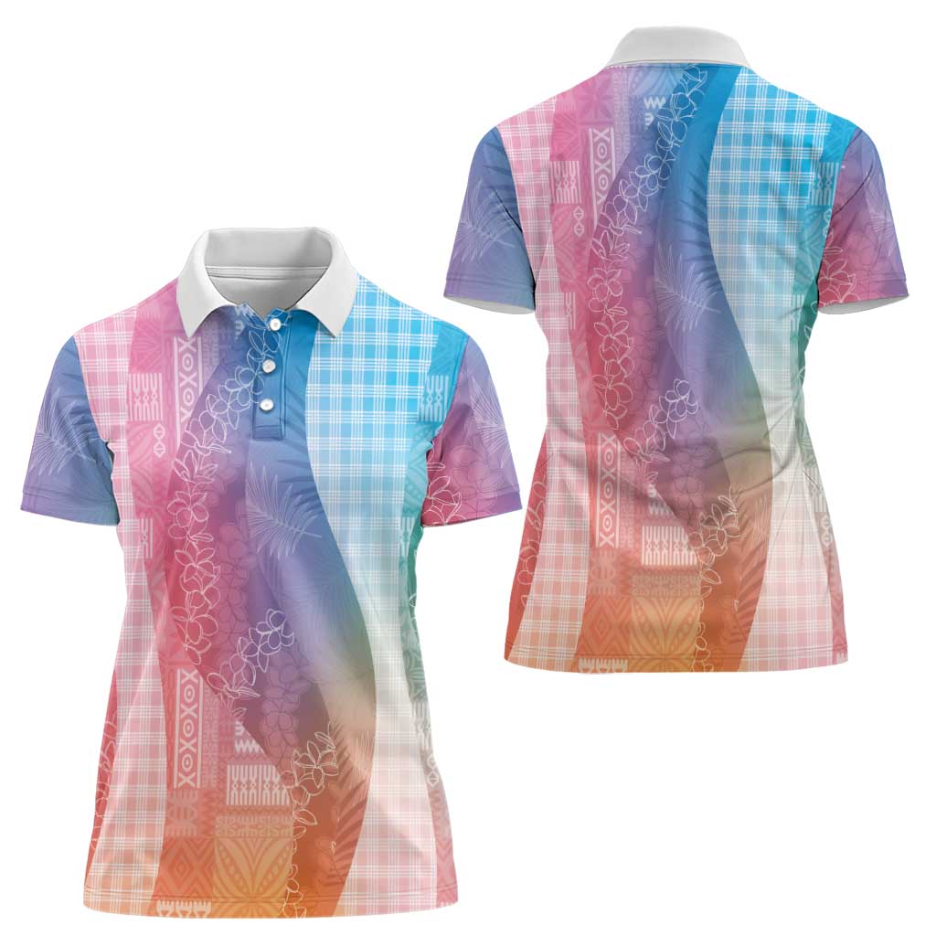 Polynesian Tribal Pattern Patchwork Picturesque Women Polo Shirt Holographic