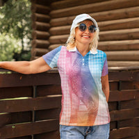 Polynesian Tribal Pattern Patchwork Picturesque Women Polo Shirt Holographic