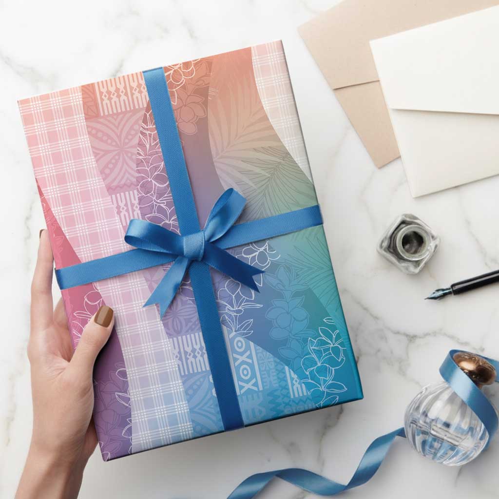Polynesian Tribal Pattern Patchwork Picturesque Wrapping Paper Holographic