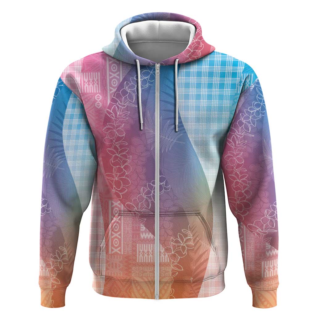 Polynesian Tribal Pattern Patchwork Picturesque Zip Hoodie Holographic
