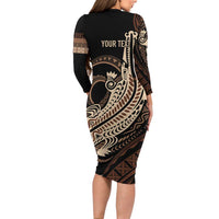 Personalized Solomon Islands Crocodile Family Matching Long Sleeve Bodycon Dress and Hawaiian Shirt Hapi Isles - Independence Anniversary LT7 - Polynesian Pride
