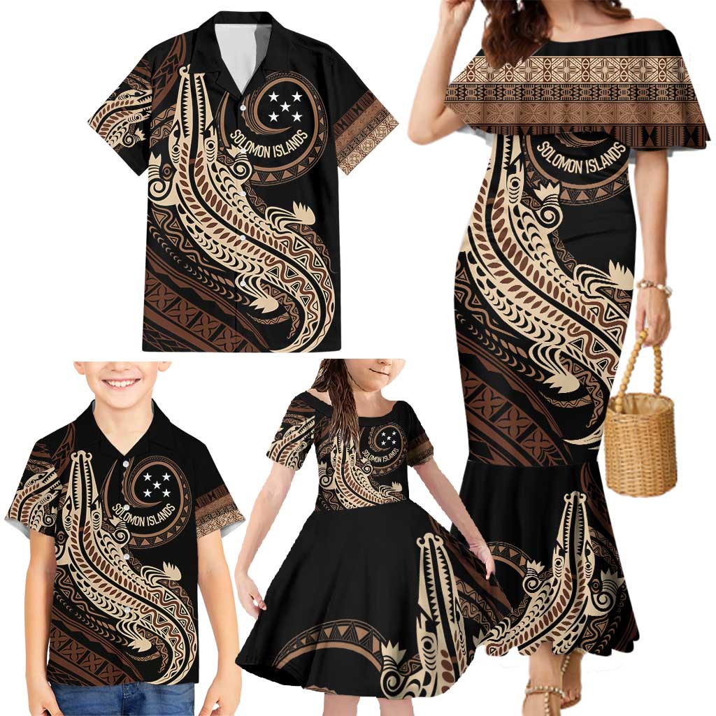 Personalized Solomon Islands Crocodile Family Matching Mermaid Dress and Hawaiian Shirt Hapi Isles - Independence Anniversary LT7 - Polynesian Pride