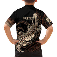 Personalized Solomon Islands Crocodile Family Matching Off Shoulder Short Dress and Hawaiian Shirt Hapi Isles - Independence Anniversary
