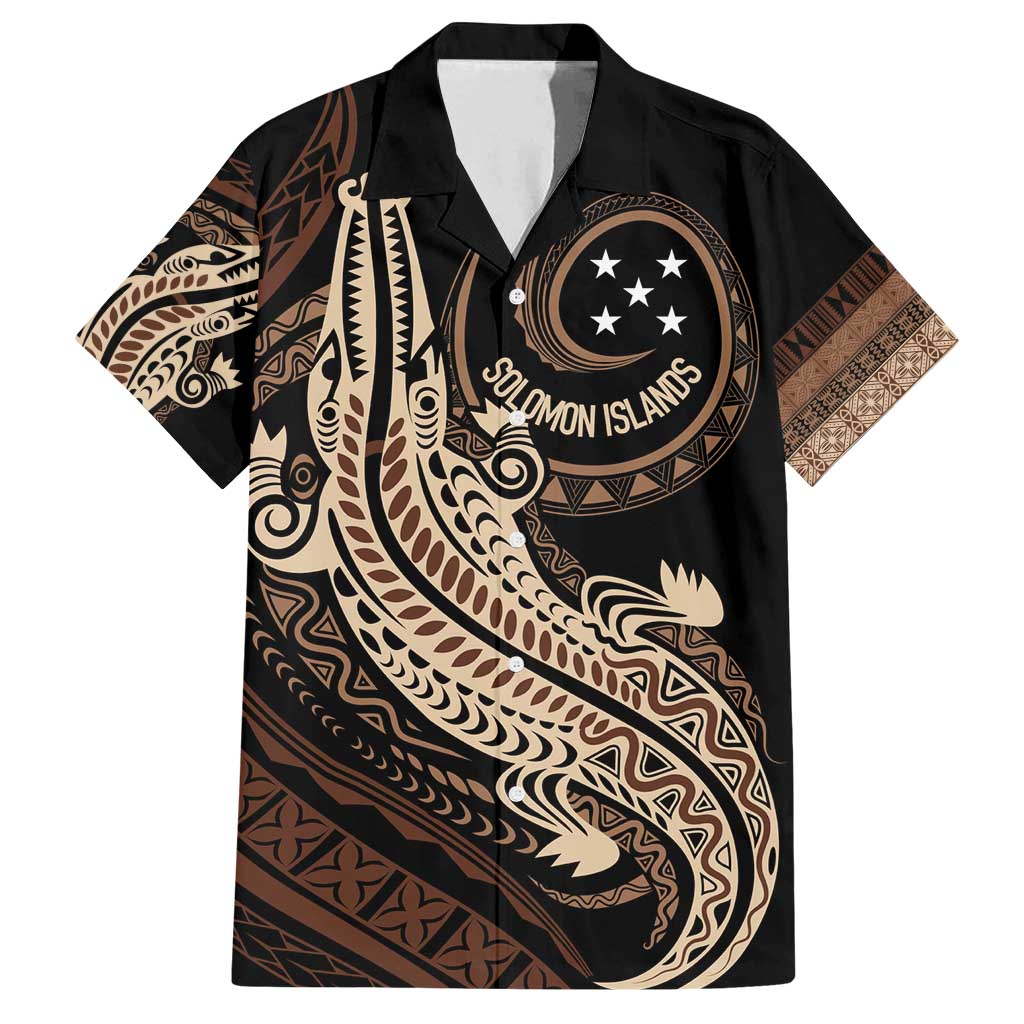 Personalized Solomon Islands Crocodile Family Matching Off Shoulder Short Dress and Hawaiian Shirt Hapi Isles - Independence Anniversary