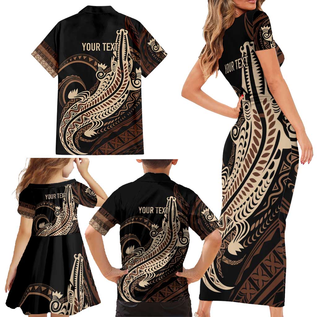 Personalized Solomon Islands Crocodile Family Matching Short Sleeve Bodycon Dress and Hawaiian Shirt Hapi Isles - Independence Anniversary LT7 - Polynesian Pride