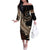 Personalized Solomon Islands Crocodile Off The Shoulder Long Sleeve Dress Hapi Isles - Independence Anniversary