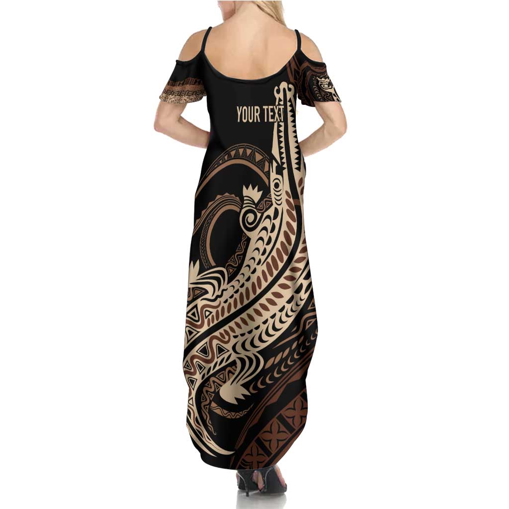 Personalized Solomon Islands Crocodile Summer Maxi Dress Hapi Isles - Independence Anniversary