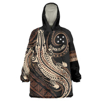 Personalized Solomon Islands Crocodile Wearable Blanket Hoodie Hapi Isles - Independence Anniversary LT7 One Size Brown - Polynesian Pride