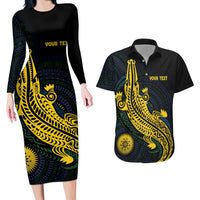 Personalized Solomon Islands Independence Anniversary Couples Matching Long Sleeve Bodycon Dress and Hawaiian Shirt Crocodile Mix Tapa LT7 Colorful - Polynesian Pride