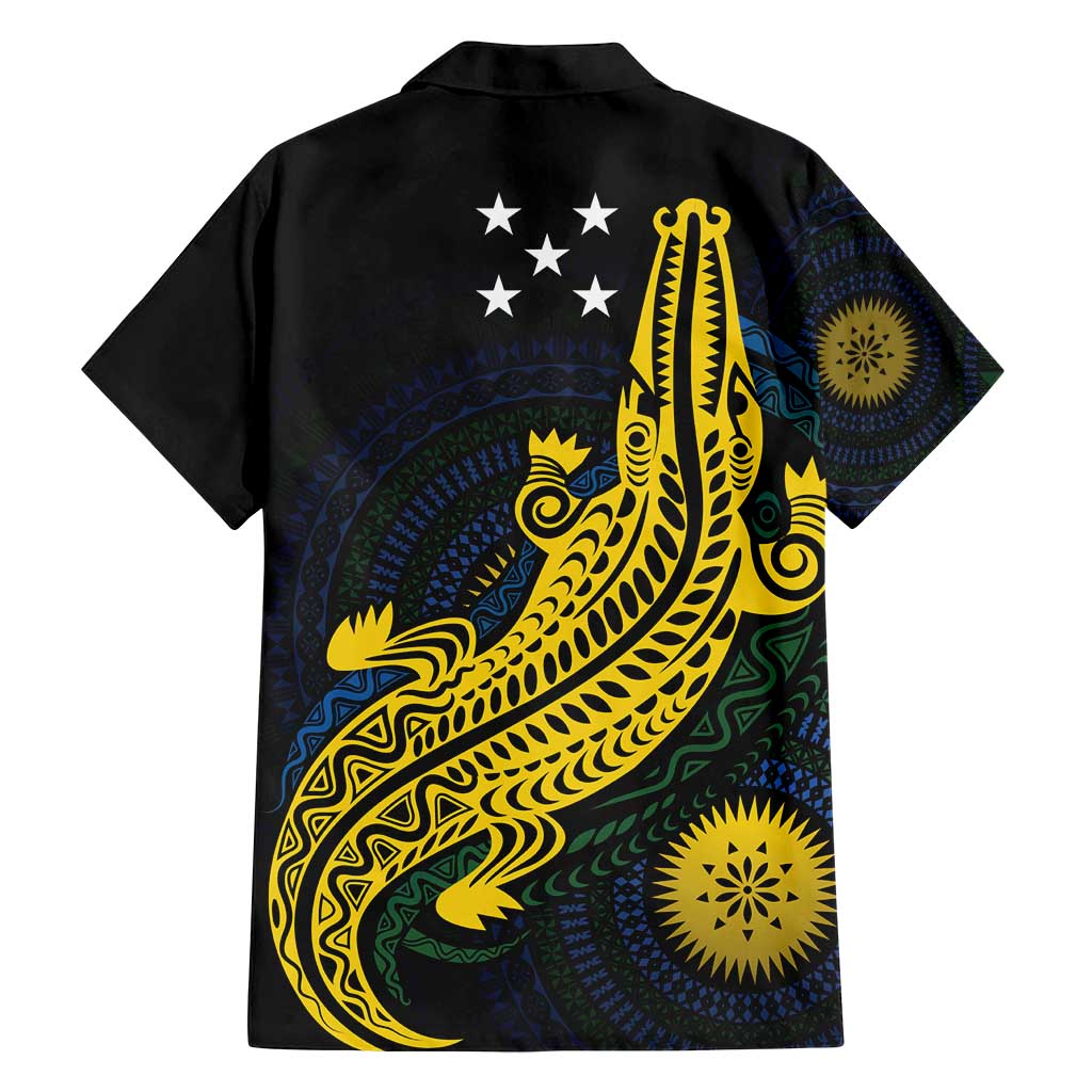 Personalized Solomon Islands Independence Anniversary Family Matching Off Shoulder Maxi Dress and Hawaiian Shirt Crocodile Mix Tapa LT7 - Polynesian Pride