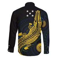 Personalized Solomon Islands Independence Anniversary Family Matching Off Shoulder Maxi Dress and Hawaiian Shirt Crocodile Mix Tapa LT7 - Polynesian Pride