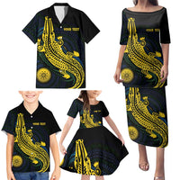 Personalized Solomon Islands Independence Anniversary Family Matching Puletasi and Hawaiian Shirt Crocodile Mix Tapa LT7 - Polynesian Pride