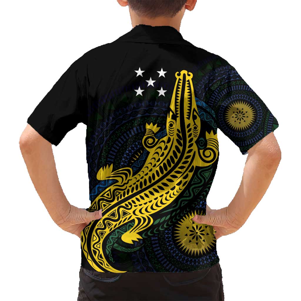 Personalized Solomon Islands Independence Anniversary Family Matching Summer Maxi Dress and Hawaiian Shirt Crocodile Mix Tapa LT7 - Polynesian Pride