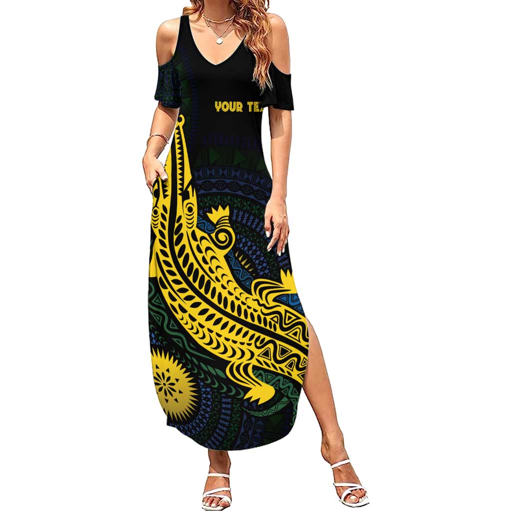 Personalized Solomon Islands Independence Anniversary Family Matching Summer Maxi Dress and Hawaiian Shirt Crocodile Mix Tapa LT7 Mom's Dress Colorful - Polynesian Pride