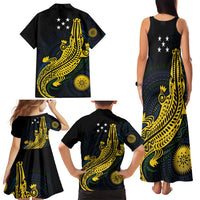 Personalized Solomon Islands Independence Anniversary Family Matching Tank Maxi Dress and Hawaiian Shirt Crocodile Mix Tapa LT7 - Polynesian Pride